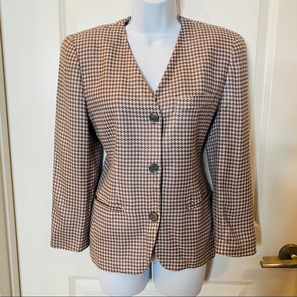 Jones New York Pink & Gray Houndstooth Blazer Sz 4 - Picture 14 of 14